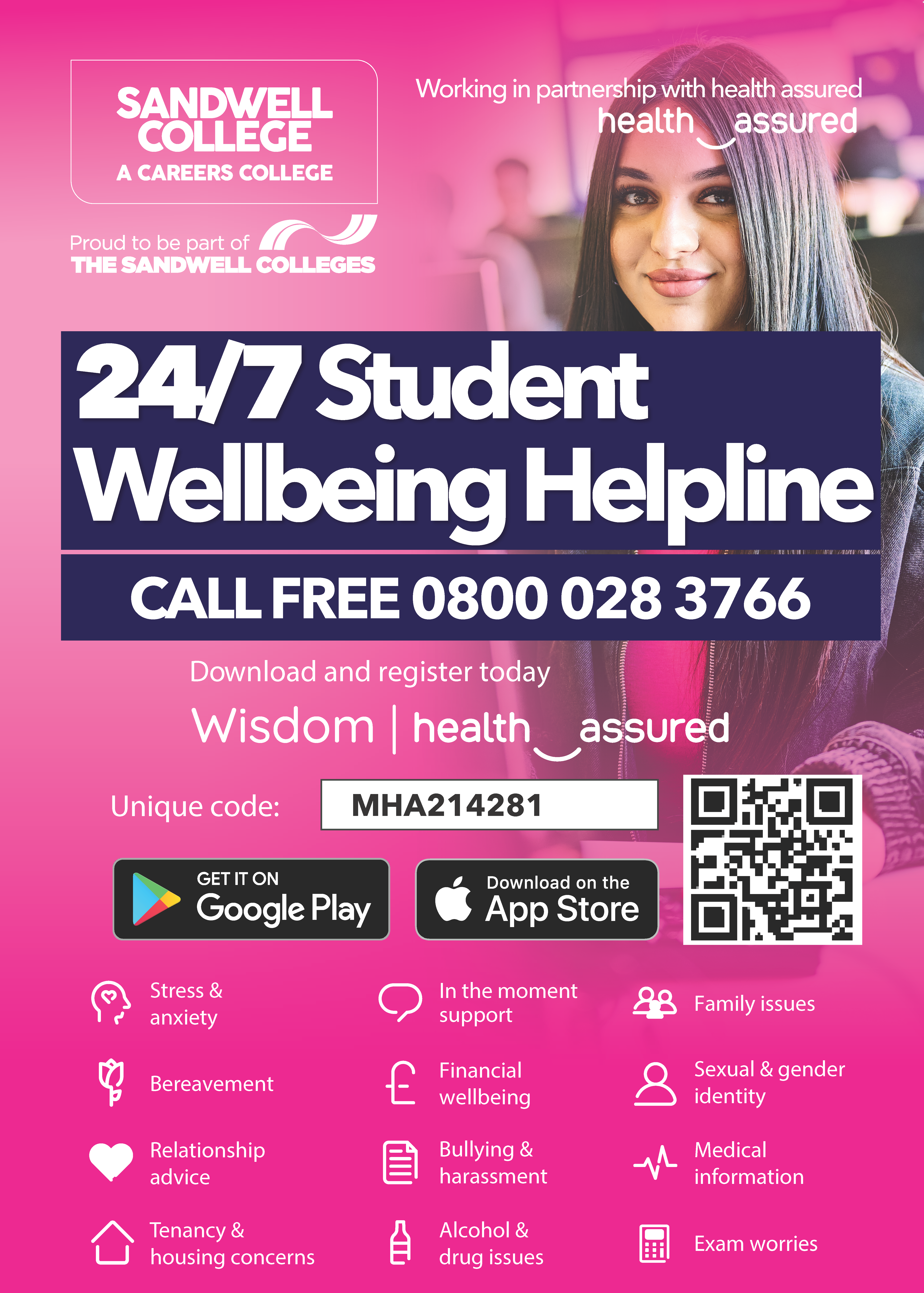 24/7 Student Wellbeing Hotline